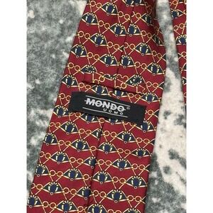 Vintage Mondo Uomo Silk Necktie Made In Italy Red Horseshoe